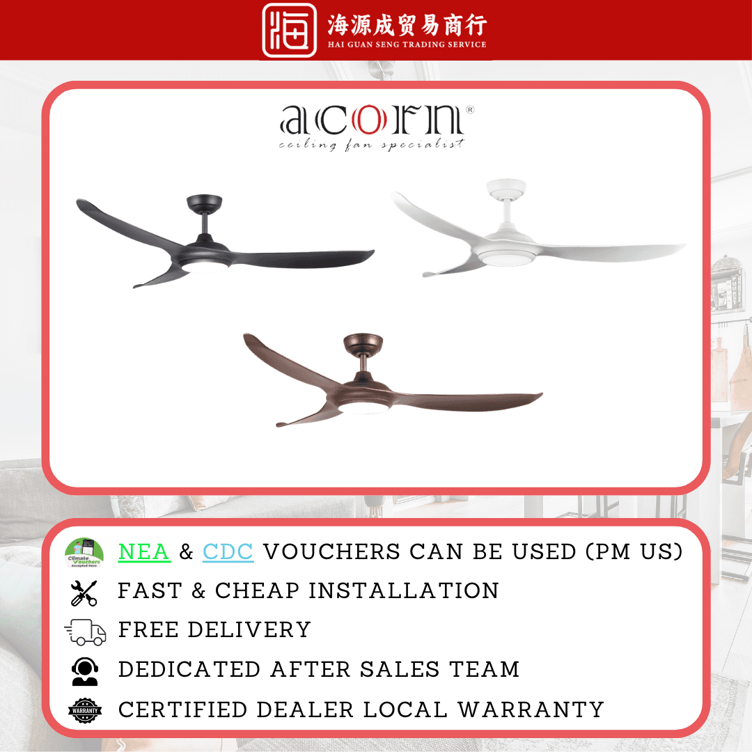 Acorn, Acorn DC-368 38" / 48" / 56" DC Ceiling Fan, DC motor, Climate Voucher eligible, Singapore