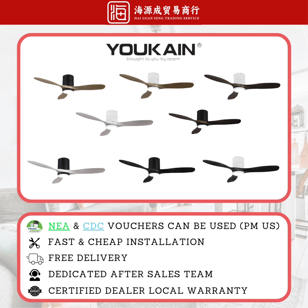 Acorn, Acorn YJ-668H Hugger 46" / 52" DC Ceiling Fan, DC motor, Climate Voucher eligible, Singapore
