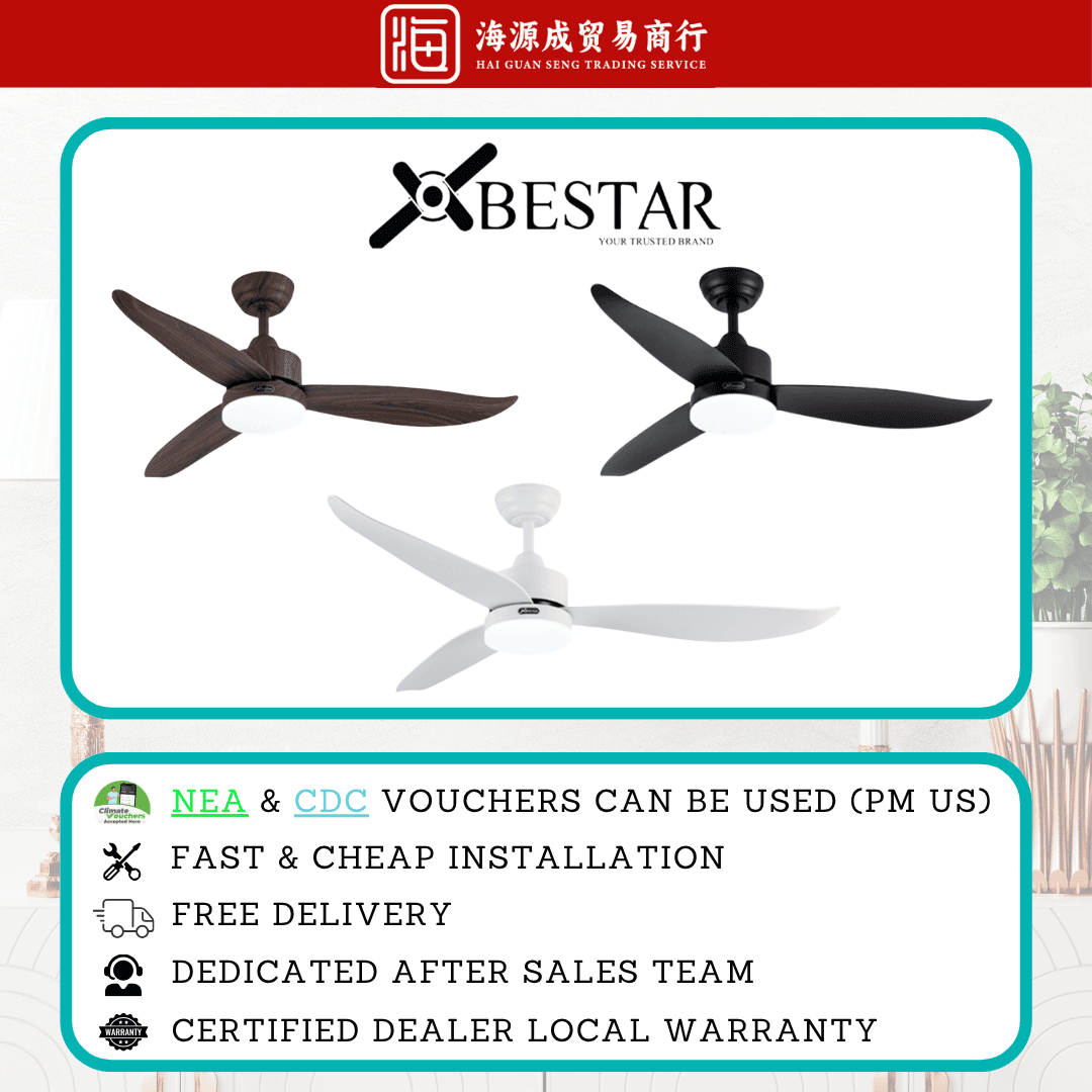 Bestar, Bestar Razor 46" / 54" DC Ceiling Fan, DC motor, Climate Voucher eligible, Singapore