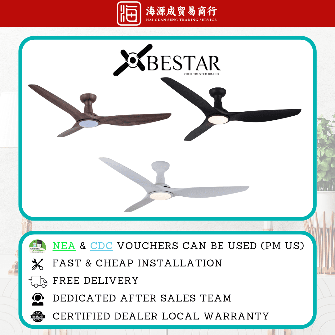 Bestar, Bestar Sleek 48" / 60" DC Ceiling Fan, DC motor, Climate Voucher eligible, Singapore