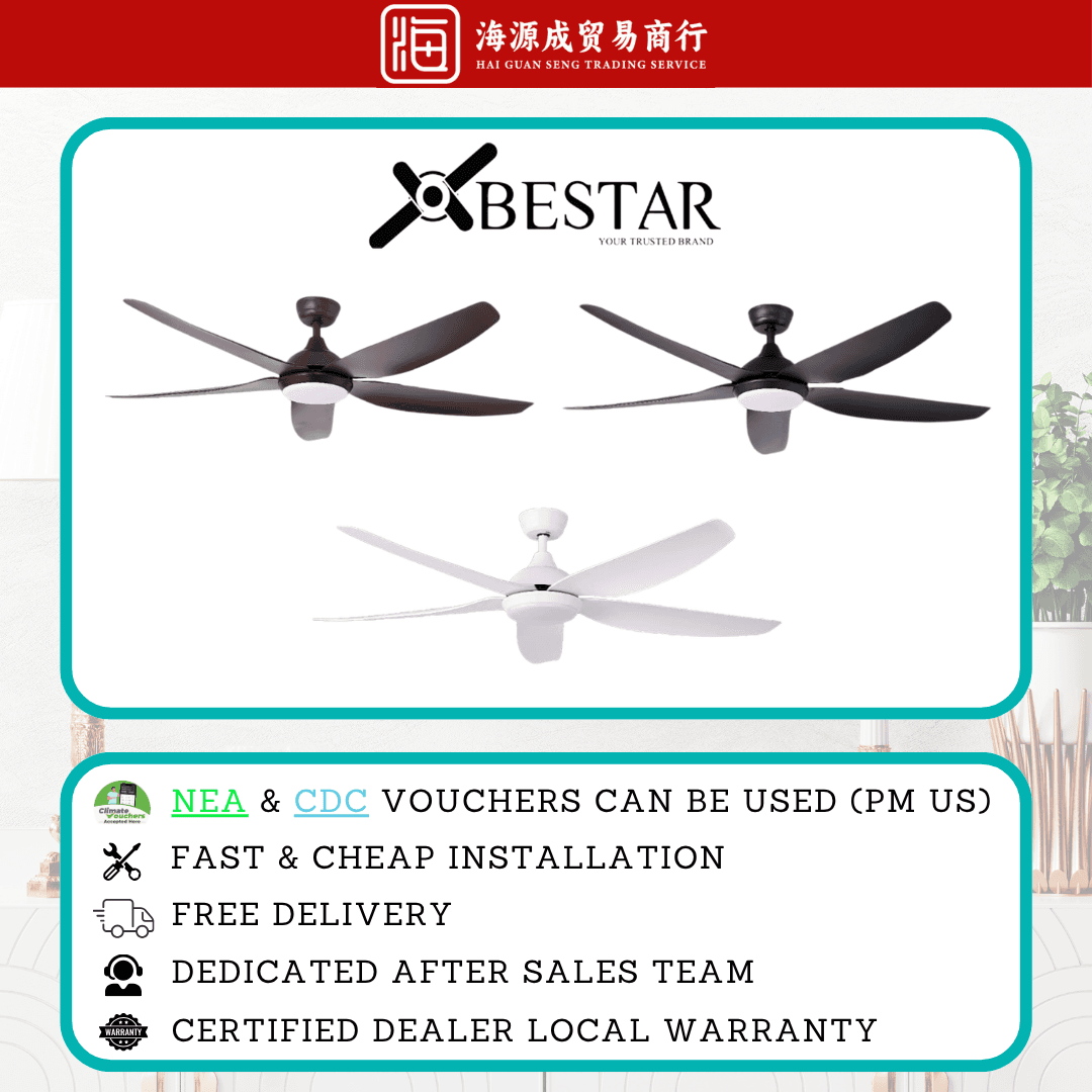 Bestar, Bestar Star-5 38" / 48" / 58" DC Ceiling Fan, DC motor, Climate Voucher eligible, Singapore