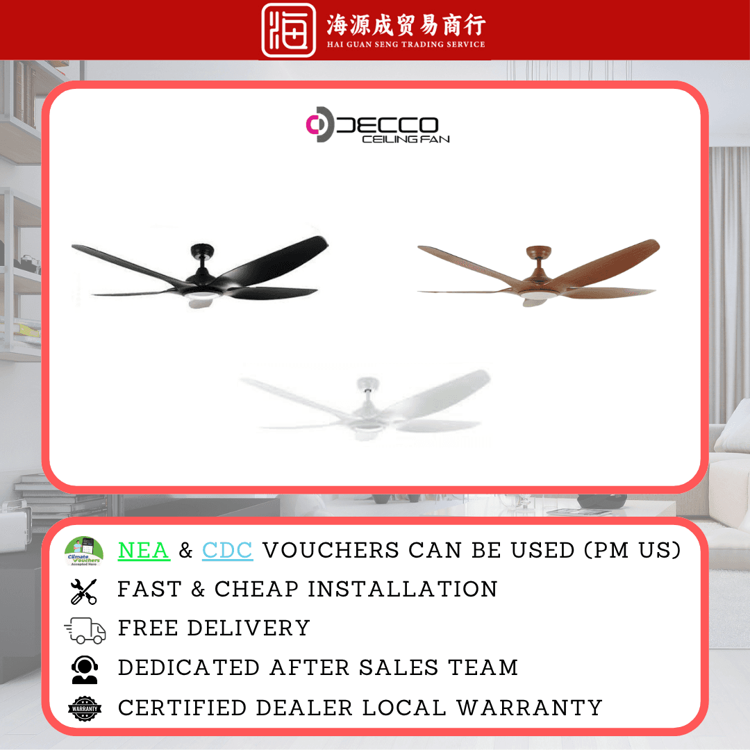 Decco, Decco Melbourne MEL-62 62" DC Ceiling Fan, DC motor, 62", Climate Voucher eligible, Singapore