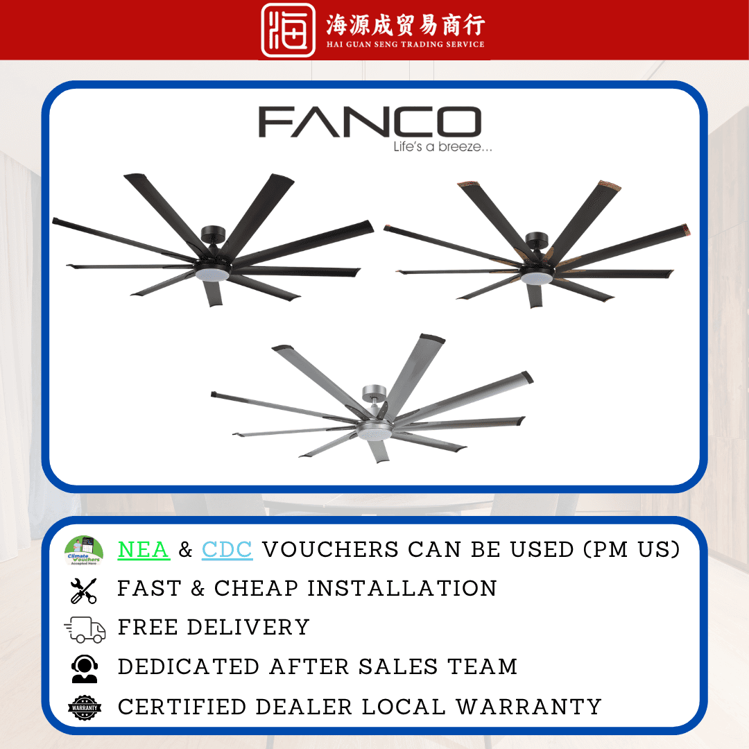 Fanco, Fanco E-Lite 48" / 52" / 60" / 72" DC Ceiling Fan, DC motor, Climate Voucher eligible, Singapore