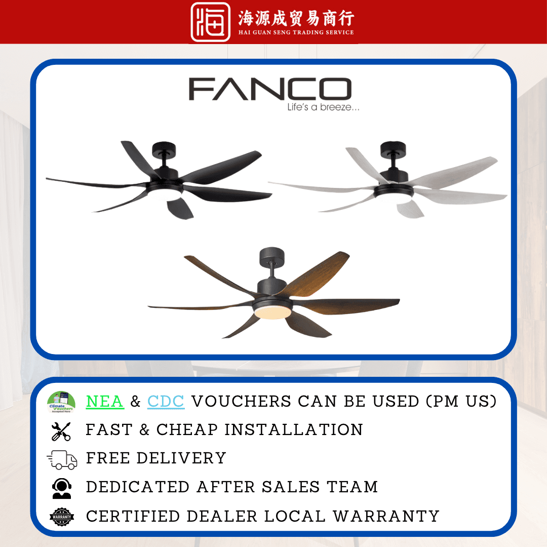 Fanco, Fanco Heli 56" / 66" DC Ceiling Fan, DC motor, Climate Voucher eligible, Singapore