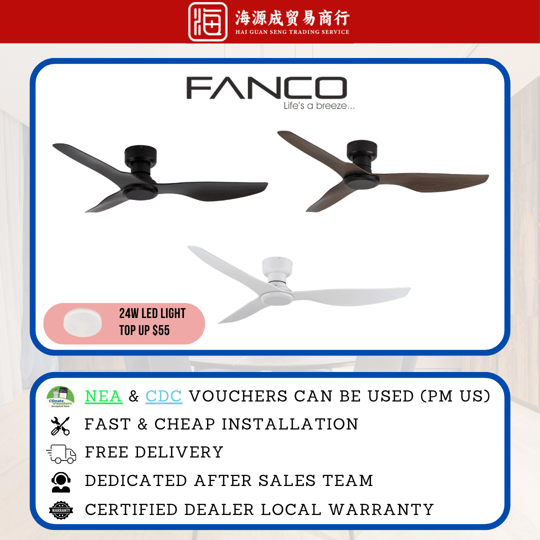 Fanco, Fanco Hugger 48" DC Ceiling Fan, DC motor, 48", Climate Voucher eligible, Singapore