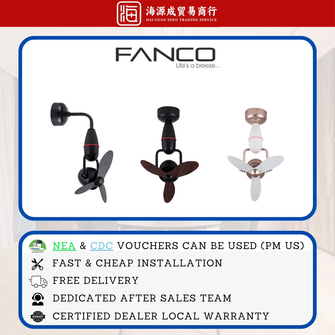 Fanco, Fanco Tristar Nano 16" DC Ceiling Fan, DC motor, 16", Climate Voucher eligible, Singapore