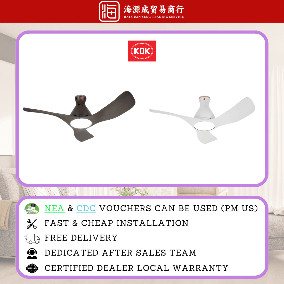 KDK, KDK E48GP 48" DC Ceiling Fan with LED & WiFi, DC motor, 48", Climate Voucher eligible, Singapore