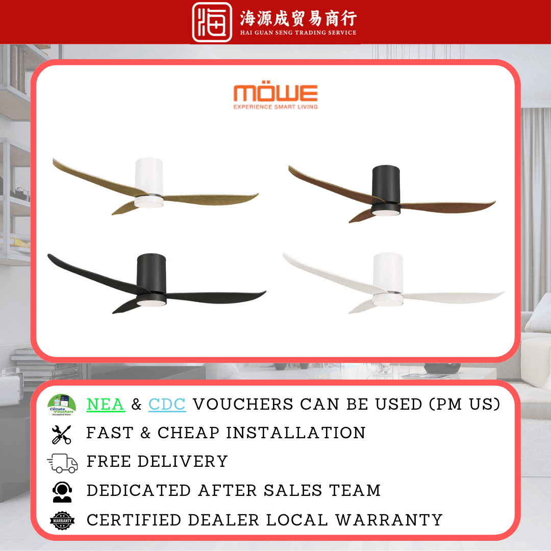 Mowe, Mowe Helios-3 Smart Ceiling Fan 36" / 46" / 52" DC Ceiling Fan, DC motor, Climate Voucher eligible, Singapore