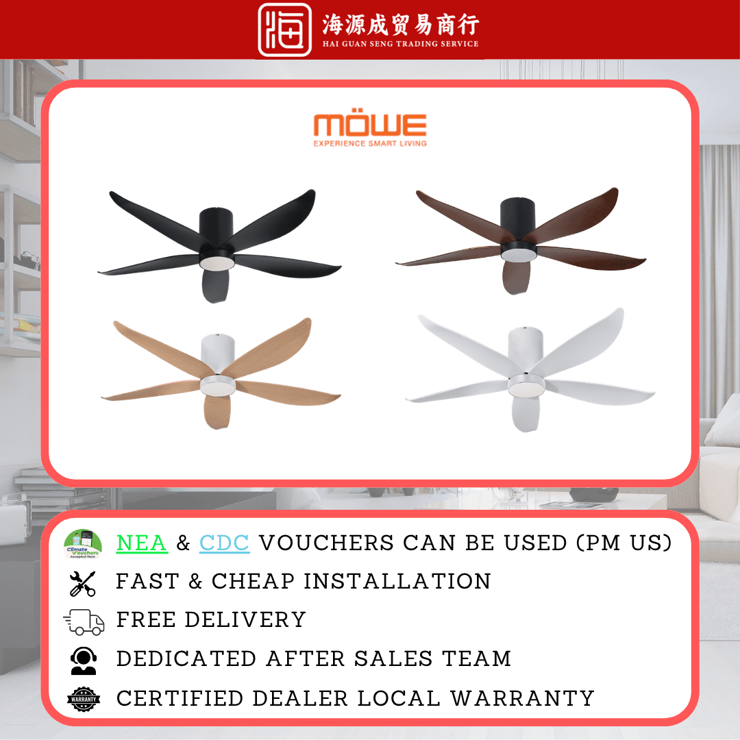 Mowe, Mowe Helios-5 Smart Ceiling Fan 48" / 54" DC Ceiling Fan, DC motor, Climate Voucher eligible, Singapore
