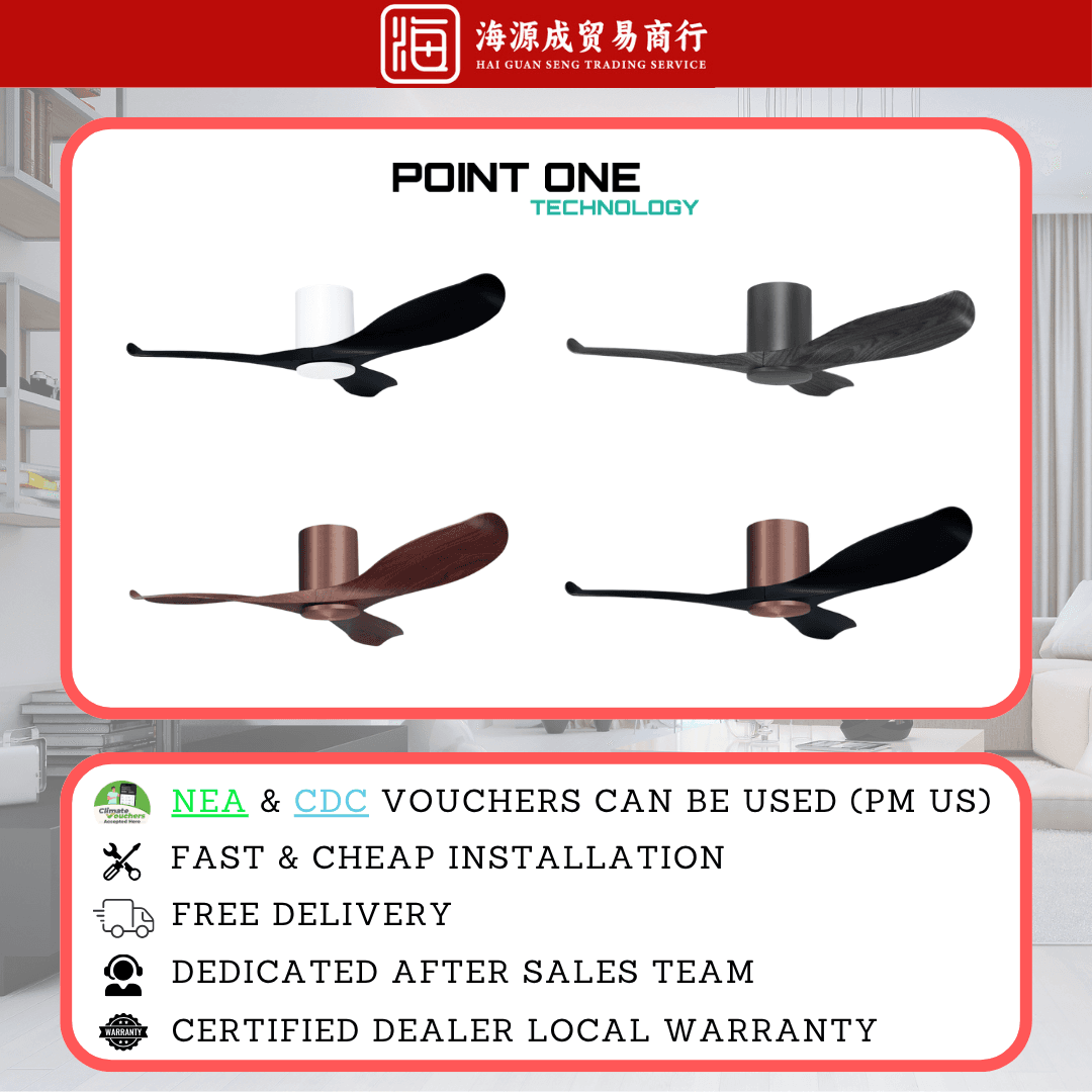 Point One, Point One Blizzard V-Spec IV 38" / 43" / 52" DC Ceiling Fan, DC motor, Climate Voucher eligible, Singapore