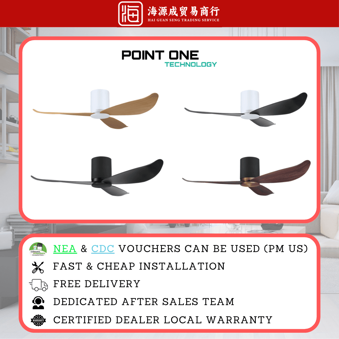 Point One, Point One Gust V-Spec IV 34" / 38" / 43" / 44" / 46" / 52" / 54" DC Ceiling Fan, DC motor, Climate Voucher eligible, Singapore