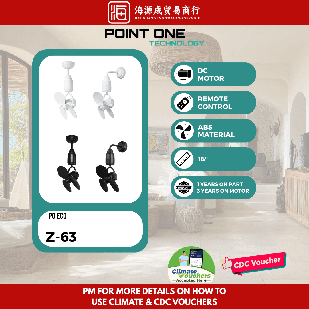 Point One, Point One Z63 DC Ceiling Fan, DC motor, Climate Voucher eligible, Singapore